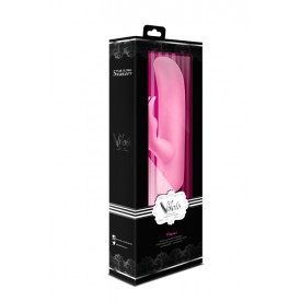 Розовый вибратор с клиторальным отростком VILAIN BIANCA PASSION - 18 см.